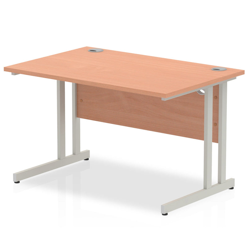 Beech top straight desk with silver cantilever legs from Dynamic Office Solutions