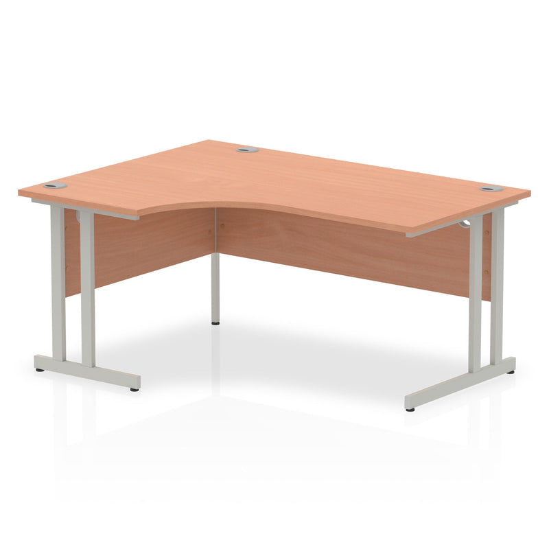 Dynamic Office Solutions Impulse 1600mm left crescent desk in beech with silver cantilever leg