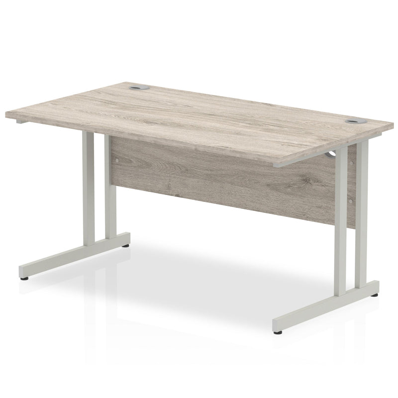 Beech top straight desk with silver cantilever legs by Dynamic Office Solutions
