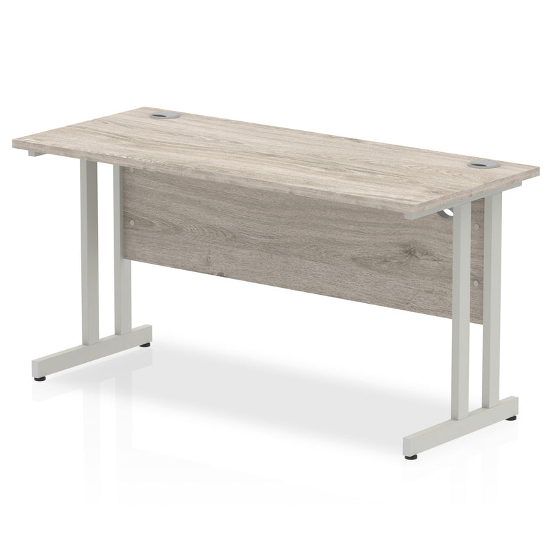 Beech top Slimline desk with silver cantilever legs by Dynamic Office Solutions