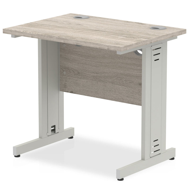 800mm slimline desk with cable managed cantilever leg in beech top and silver leg by Dynamic Office Solutions