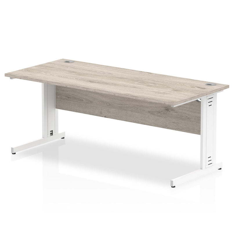 Dynamic Office Solutions Impulse 1600mm straight desk in beech with cable-managed cantilever leg