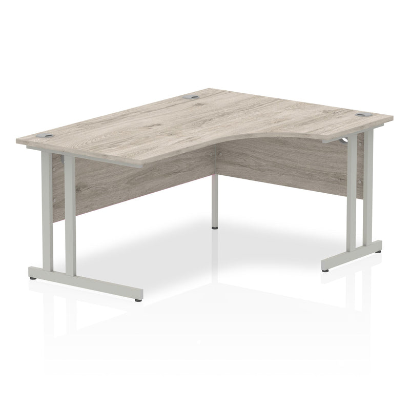 Dynamic Office Solutions 1600mm right crescent desk with cantilever legs in beech top and silver legs
