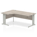 Impulse 1800mm left crescent corner desk with cable management, beech top and black leg by Dynamic Office Solutions