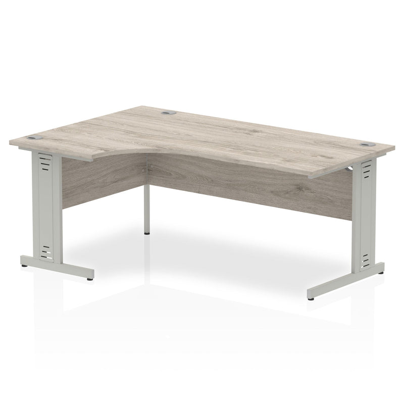 Impulse 1800mm left crescent corner desk with cable management, beech top and black leg by Dynamic Office Solutions