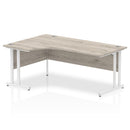 Beech corner desk with cantilever legs in silver, featuring cable management from Dynamic Office Solutions