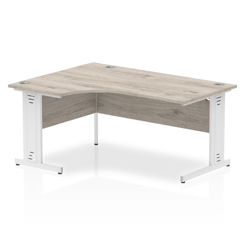 Dynamic Office Solutions 1800mm left crescent desk with cable-managed leg in beech top and black leg