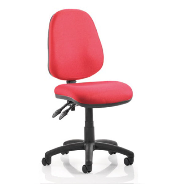 Heavy duty black office chair designed for 20-25 stone users, featuring a sturdy frame and loop arms.