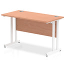 Beech top cantilever leg desk with silver legs by Dynamic Office Solutions, featuring a slimline design for modern offices.