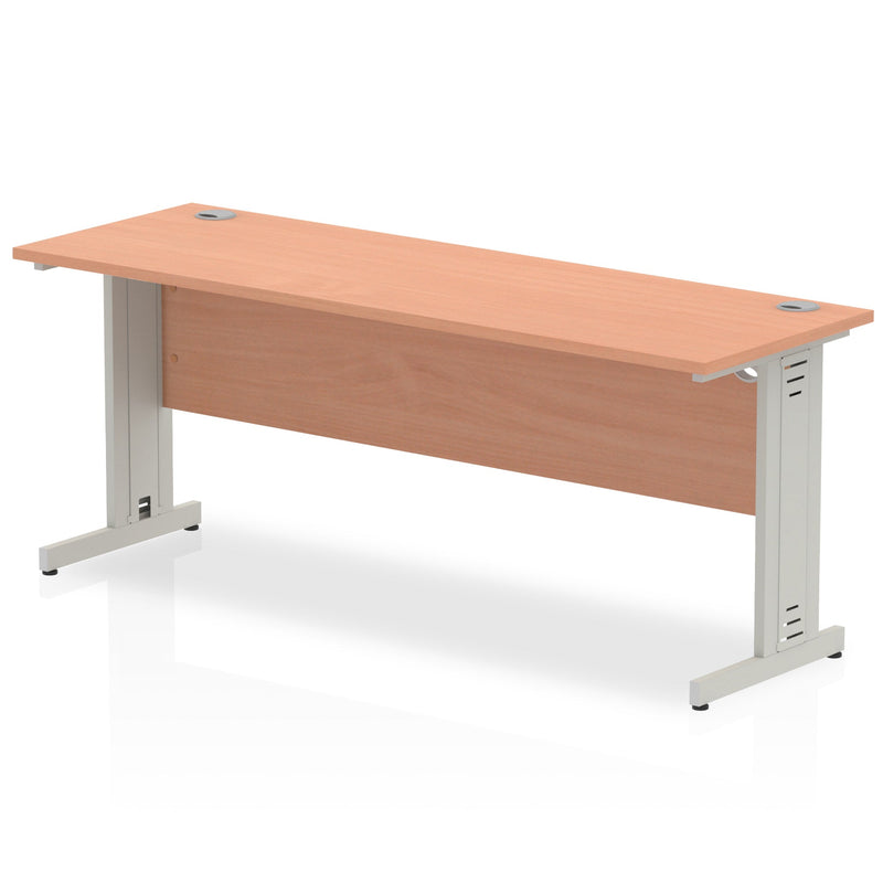 Dynamic Office Solutions 1800mm slimline desk with cable managed leg in beech top and silver leg