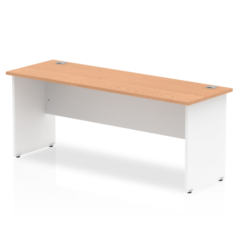 Beech slimline desk with panel end leg by Dynamic Office Solutions, ideal for ergonomic home office setups