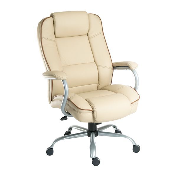 Goliath Duo Cream Leather Heavy Duty Office Chair 27 Stone