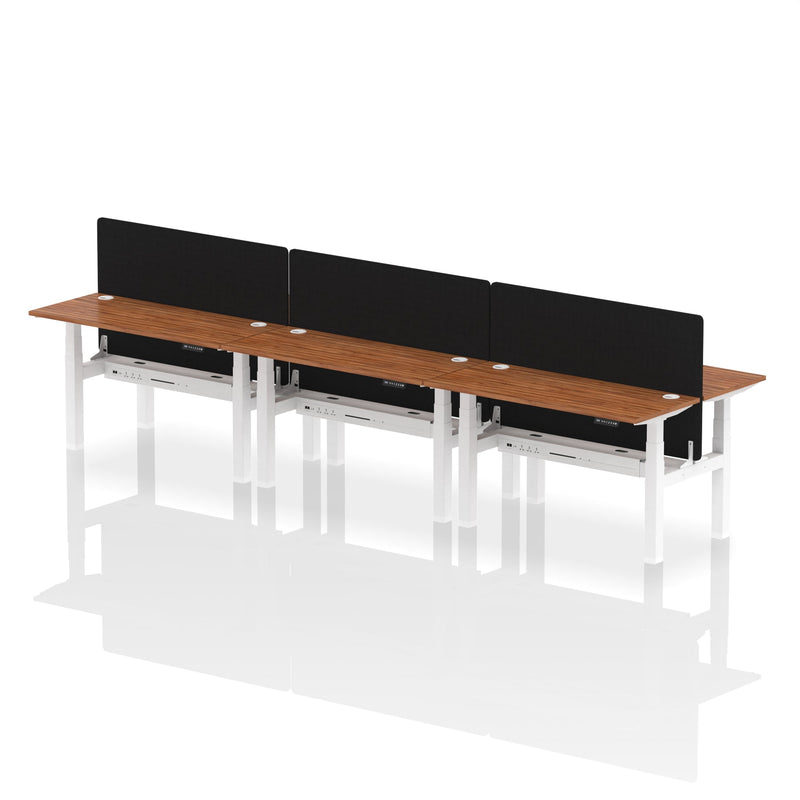 Air Back-to-Back Slimline Height Adjustable Bench Desk - 6 Person with Charcoal Straight Screen