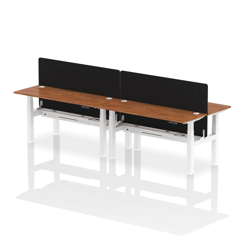 Air Back-to-Back Slimline Height Adjustable Bench Desk - 4 Person with Charcoal Straight Screen