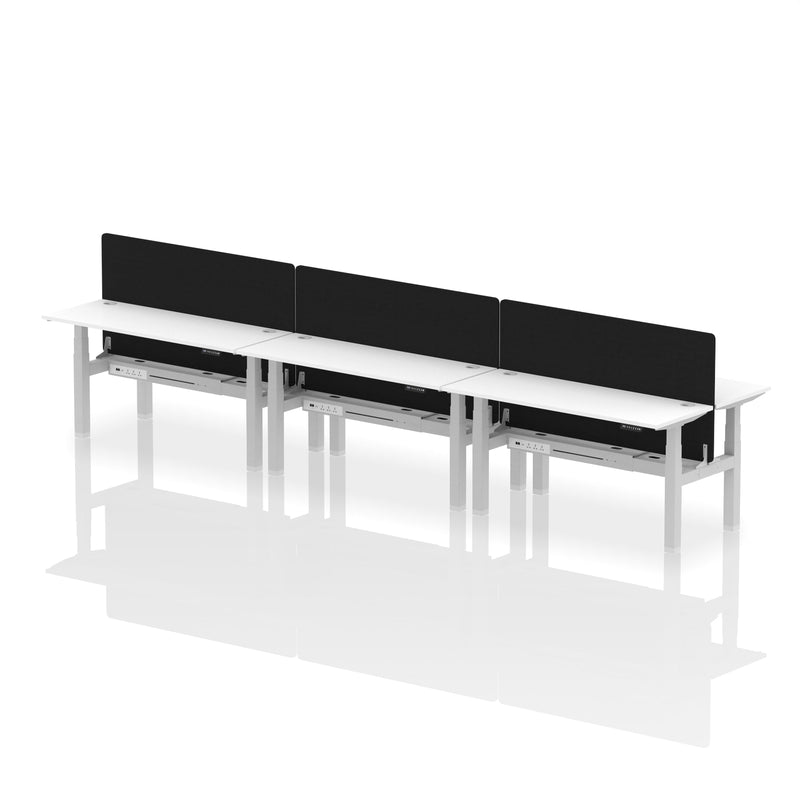 Air Back-to-Back Slimline Height Adjustable Bench Desk - 6 Person with Charcoal Straight Screen