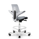 HAG Capisco Puls 8020 Light Grey Saddle Chair - White Base