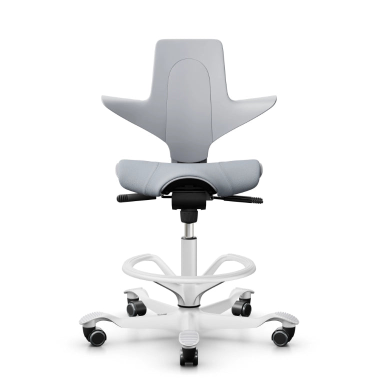 HAG Capisco Puls 8020 Light Grey Saddle Chair - White Base