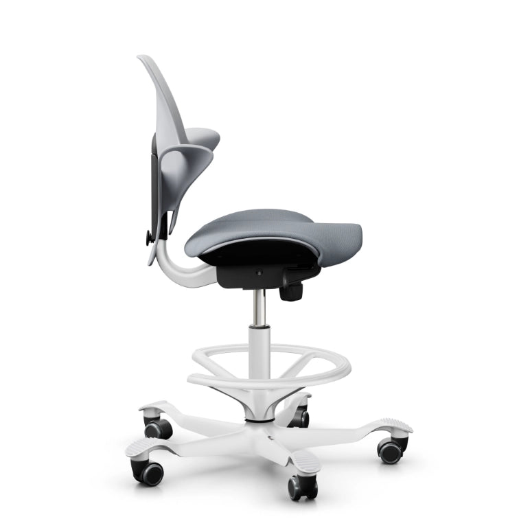 HAG Capisco Puls 8020 Light Grey Saddle Chair - White Base