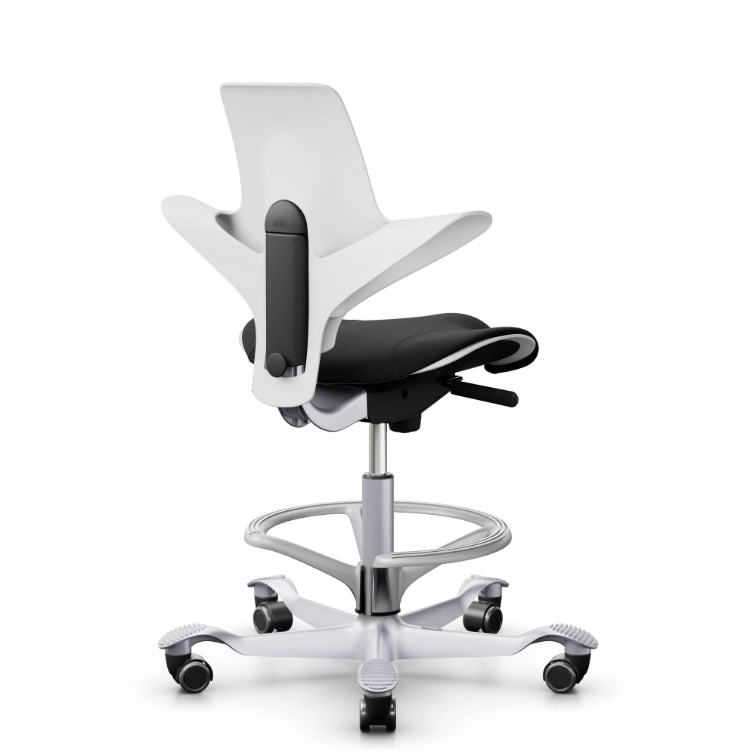HAG Capisco Puls 8020 White Saddle Chair - Silver Base