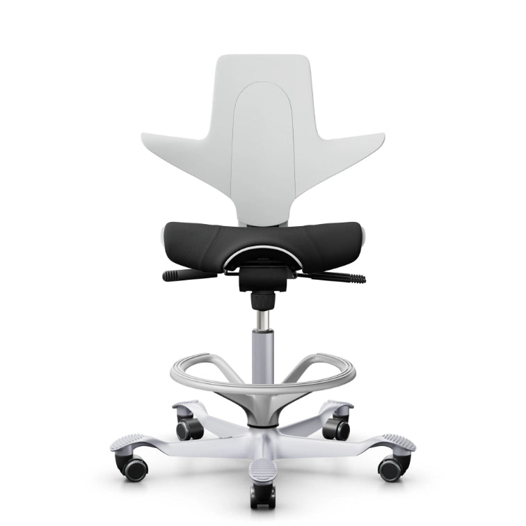 HAG Capisco Puls 8020 White Saddle Chair - Silver Base