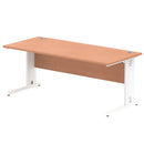 Dynamic Office Solutions Impulse desk, 1800 × 800 mm, beech top and white cable-managed leg