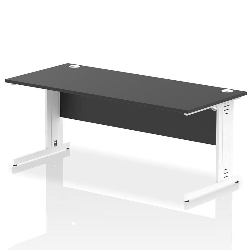 Dynamic Office Solutions Impulse desk, 1800 × 800 mm, black top and white cable-managed leg
