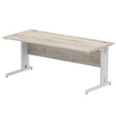 Dynamic Office Solutions Impulse desk, 1800 × 800 mm, grey-oak top and silver cable-managed leg