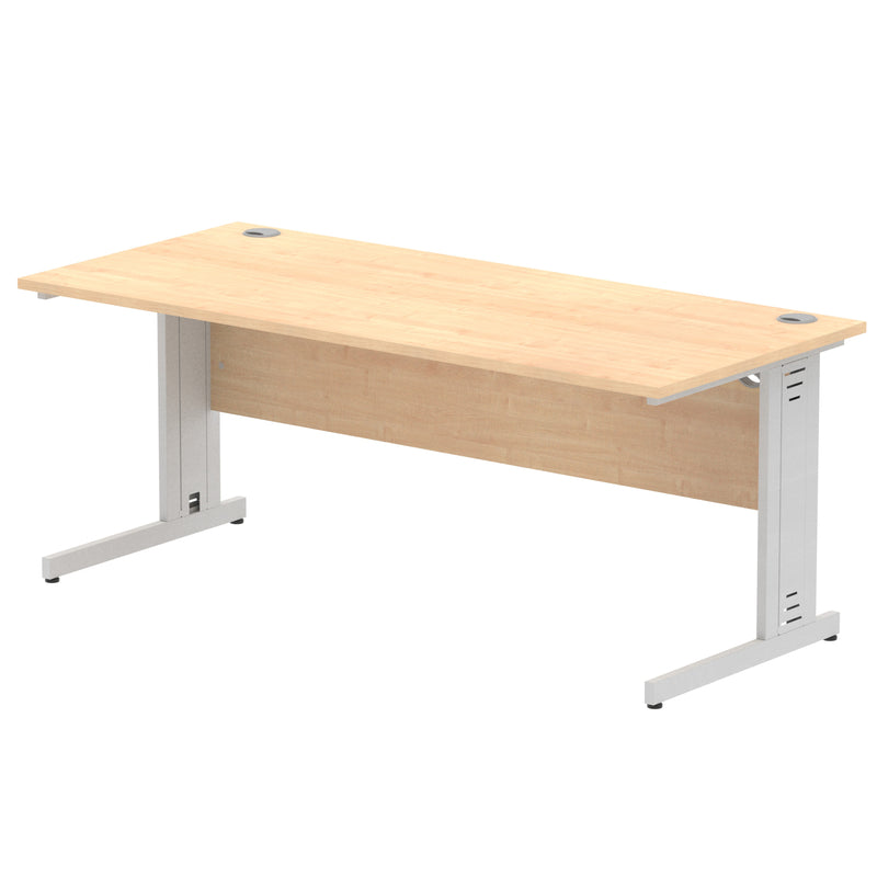 Dynamic Office Solutions Impulse desk, 1800 × 800 mm, maple top and silver cable-managed leg