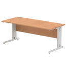 Dynamic Office Solutions Impulse desk, 1800 × 800 mm, oak top and silver cable-managed leg