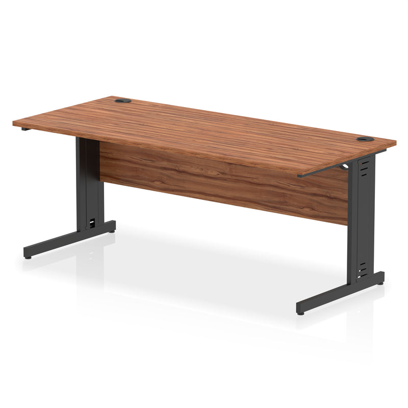 Dynamic Office Solutions Impulse desk, 1800 × 800 mm, walnut top and black cable-managed leg