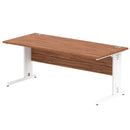 Dynamic Office Solutions Impulse desk, 1800 × 800 mm, walnut top and white cable-managed leg
