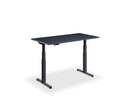 Black Lavoro Flyga dual motor height adjustable desk with solid colour top, compact 1000 x 600 mm size.