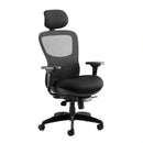 Heavy duty mesh office chair with adjustable headrest, designed for 170kg capacity, by Lockwoodhume
