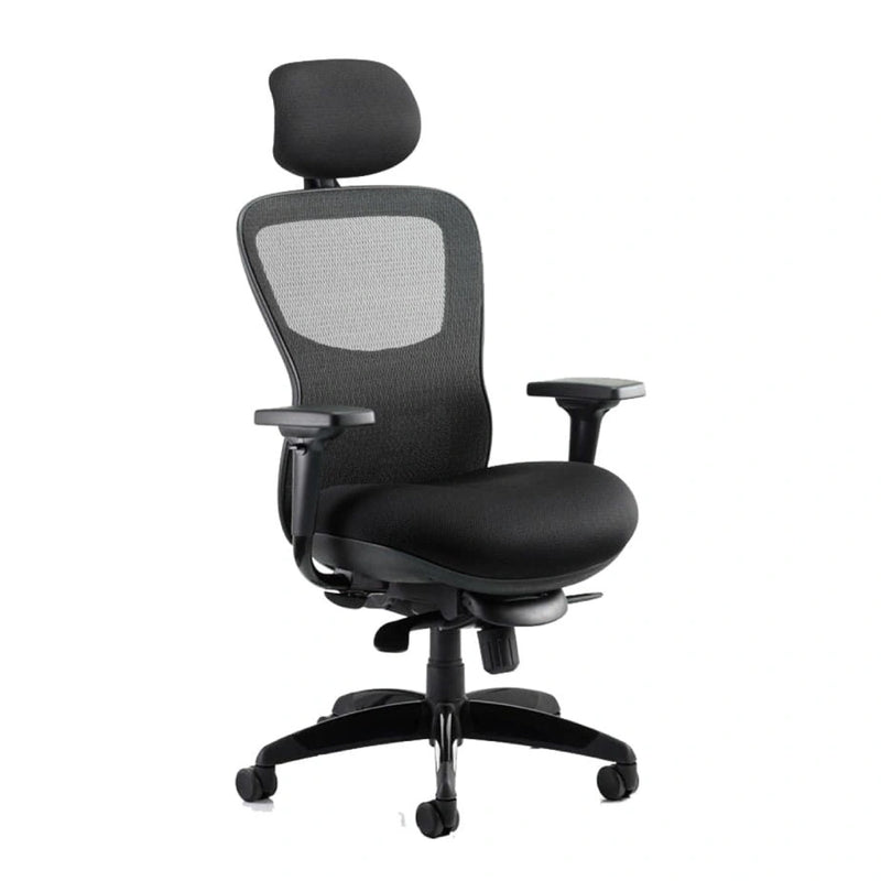 Heavy duty mesh office chair with adjustable headrest, designed for 170kg capacity, by Lockwoodhume