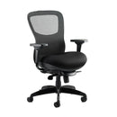 Heavy duty black mesh office chair with adjustable headrest, 190kg capacity, designed for 24-hour use by Lockwoodhume