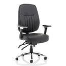 Ashill Deluxe heavy-duty office chair in black leather, 24-hour use, 150kg capacity, designed for 20-25 stone individuals