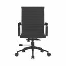 Black bonded leather executive chair with adjustable height, suitable for heavy-duty use, by Dynamic Office Solutions.