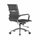 Black bonded leather executive chair with chrome base and arms, by Dynamic Office Solutions