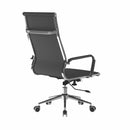 Black bonded leather executive chair with chrome base and arms, Dynamic Office Solutions