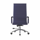 Aura navy bonded leather executive chair with heavy-duty chrome base, medium back design by Dynamic Office Solutions