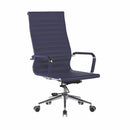 Navy bonded leather executive chair with heavy-duty chrome base, medium back, by Dynamic Office Solutions