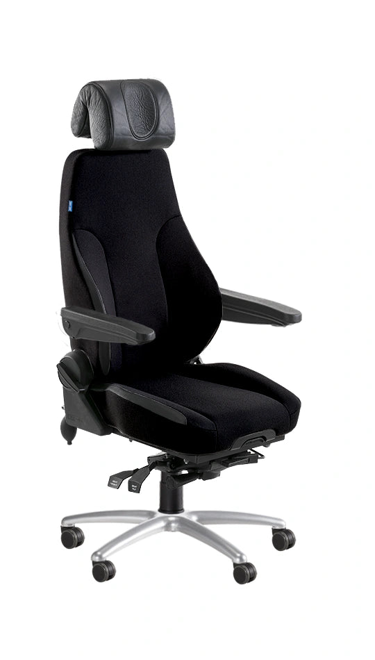 Be-Ge 300 bariatric office chair in black fabric with no armrests and black aluminium base