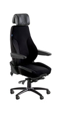 Be-Ge 300 adjustable black fabric 24-hour office chair with air lumbar support, designed for bariatric use.
