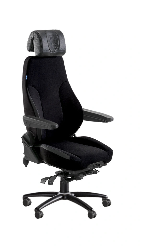 Be-Ge 300 adjustable black fabric 24-hour office chair with air lumbar support, designed for bariatric use.