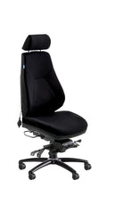 Be-Ge 852 24 hour bariatric office chair with black fabric upholstery and black aluminium base, designed for comfort.