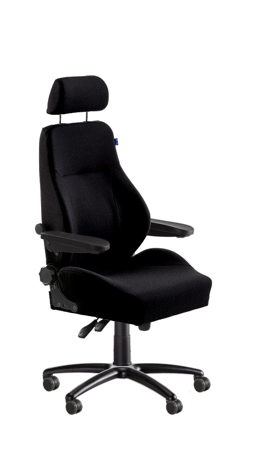 Be-Ge 9080 bariatric office chair with black fabric upholstery and black aluminum base