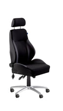 Be-Ge 9080 bariatric office chair with black aluminium base, available with or without lumbar pump and armrests.