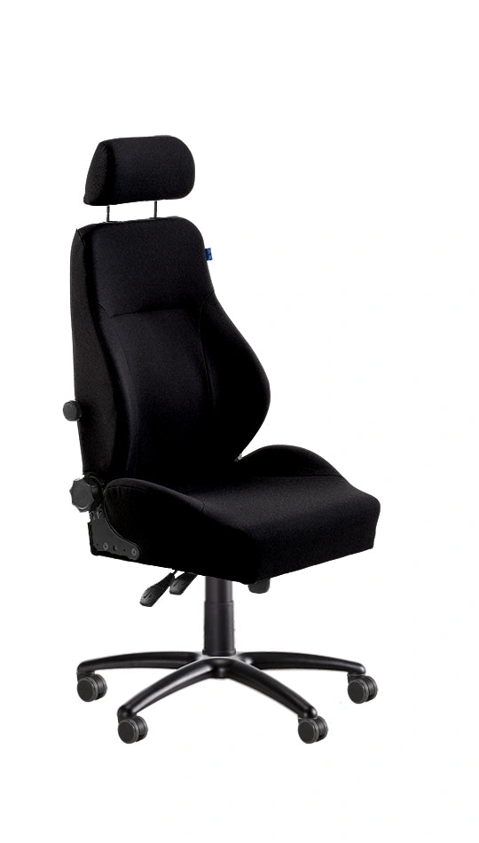 Be-Ge 9080 bariatric 24 hour office chair with black aluminium base and no armrests