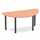 Beech semi-circle office table with post leg in black, designed by Dynamic Office Solutions