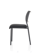 Brunswick medium back visitor chair with black mesh seat and armrests, stackable design, by Dynamic Office Solutions.